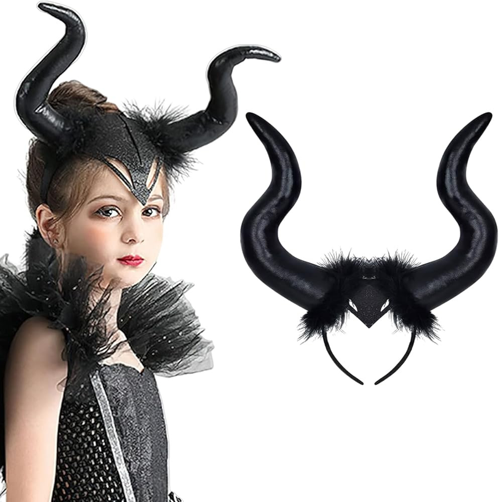 AUOCATTAIL Devil Horns Maleficent Horns Black Long Women Horns Cosplay Costume Deluxe Magic With ... | Amazon (US)