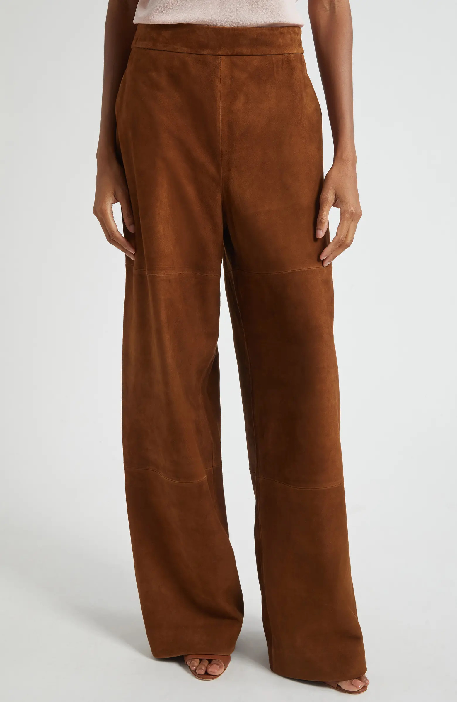ST. JOHN Suede Wide Leg Pants | Nordstrom | Nordstrom