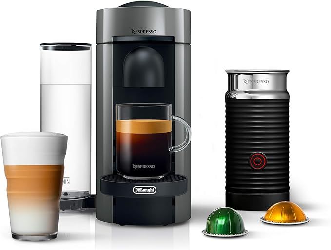 Nespresso VertuoPlus Coffee and Espresso Maker Bundle with Aeroccino Milk Frother by De'Longhi, G... | Amazon (US)