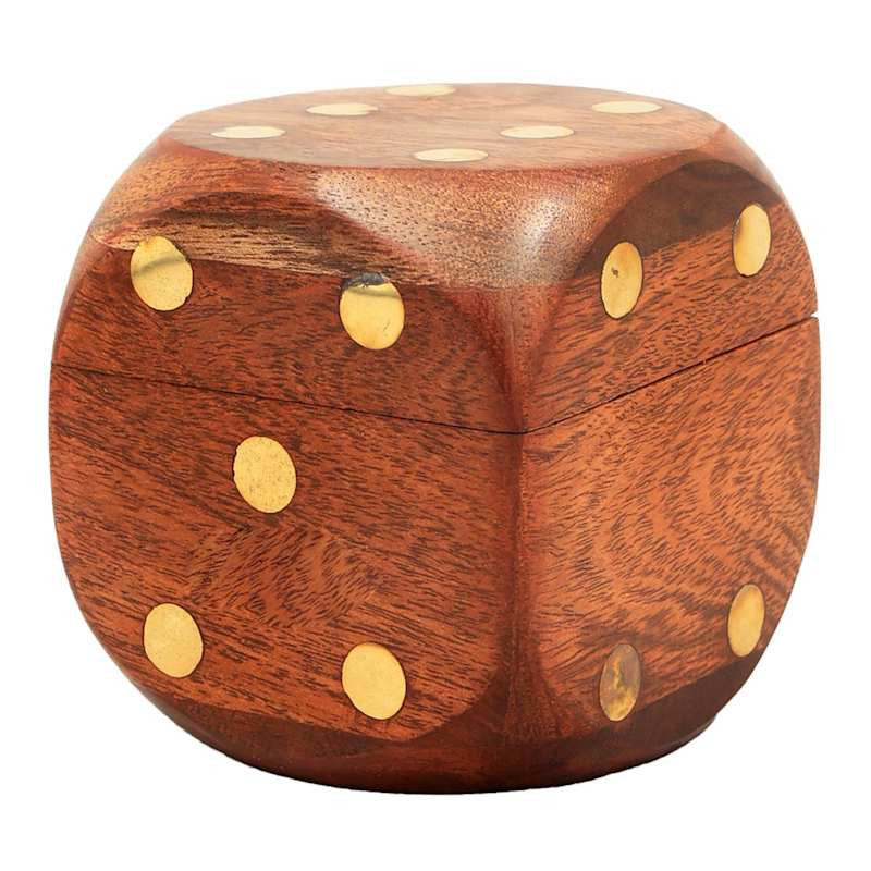Wooden Dice Cube Box, 3" | At Home