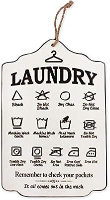 Amazon.com: Funly mee Rustic Wooden Laundry Sign, Wall Hanging Laundry Guide Plaque,Laundry Room ... | Amazon (US)