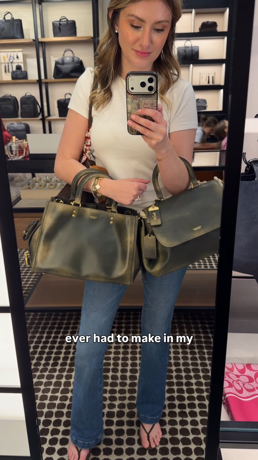 I didn’t even know this bag existed 😱 come with me to check out the latest arrivals at Coach Retail ♥️ Comment SHOP & I’ll dm you the links to everything still available! ♥️

They had all of the poppy red bags that are actually really growing on me. It’s a really nice shade of red, not too warm and not too cool so I think it’s flattering on everyone!

The also had the new denim crystal tabby which is stunning ✨

I loved the brown loved leather, gives me very early 20th century archaeologist vibes, I could title see Evie from the Mummy (my favorite movie) carrying it!

But the real prize for me was the green loved leather rogues! They had a rogue 31 and a slouchy rogue. I did not even know this color existed! Green is my favorite color and the rogue is one of my favorite Coach bags so one of these had to come home with me! Which one would you have picked?!