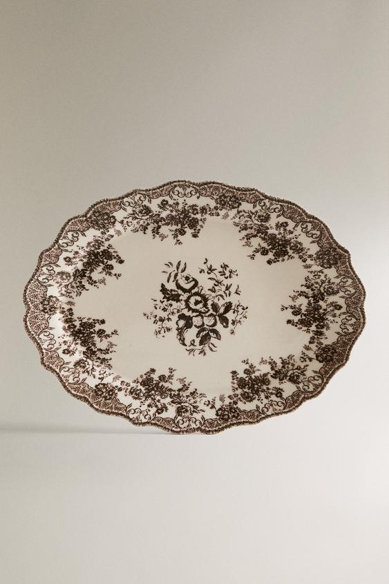 FLORAL EARTHENWARE SERVING DISH | Zara US