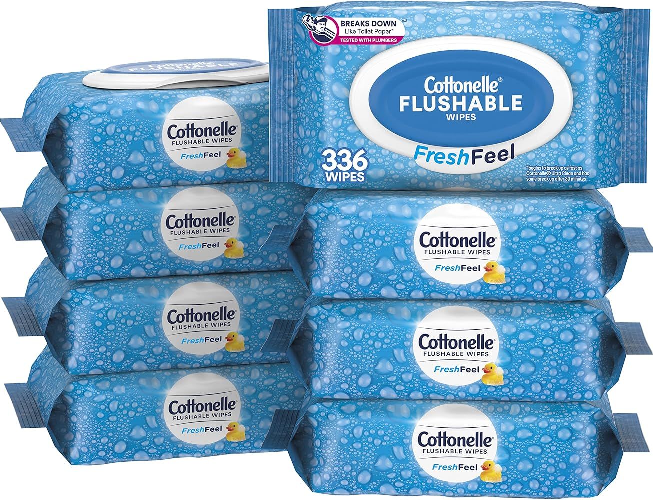 FreshFeel Flushable Wet Wipes for Adults and Kids, 8 Flip-Top Packs, 42 Wipes per Pack (336 Wipes... | Amazon (US)