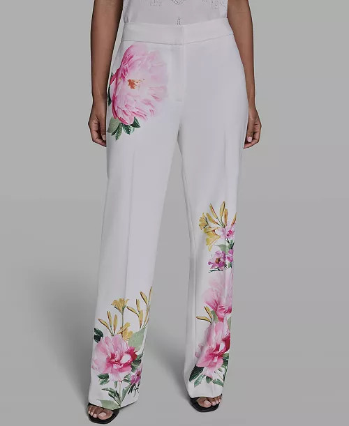 Women's Mid-Rise Placed Floral Print Pants, Regular & Petite | Macy's