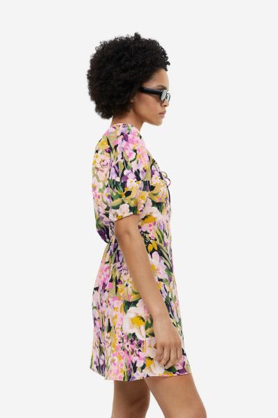 Puff-sleeved Dress with Lacing | H&M (US)