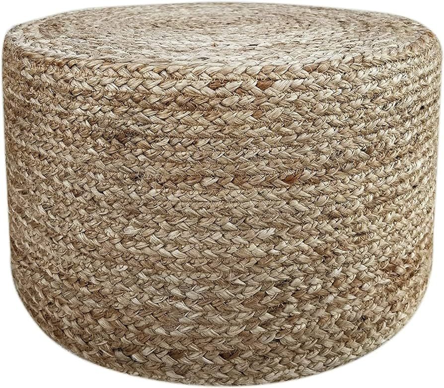 Jute Pouf Ottoman | Footrest Pouf | Hand Braided - Round Boho Pouffe - for Living Room, Bedroom, ... | Amazon (US)