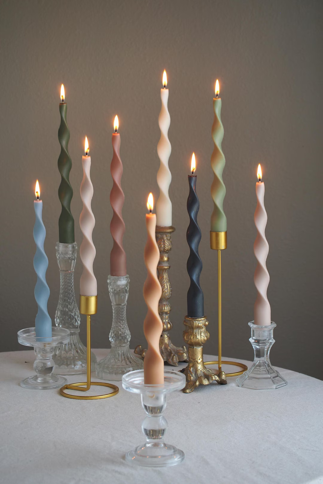 Seaweed Spiral Taper Candle, Twisted Colorful Candle, Soy Beeswax, Wedding Candle, Home Decor, Ha... | Etsy (US)