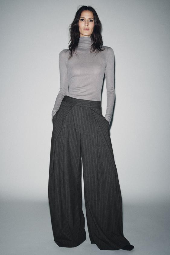 ZW COLLECTION PINSTRIPE PLEATED PANTS | Zara US