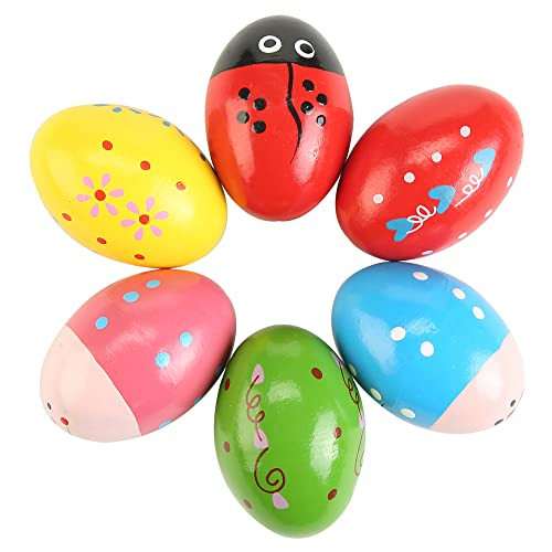 6Pcs Wooden Egg Shakers Hand Musical Maracas Percussion Instruments | Amazon (US)