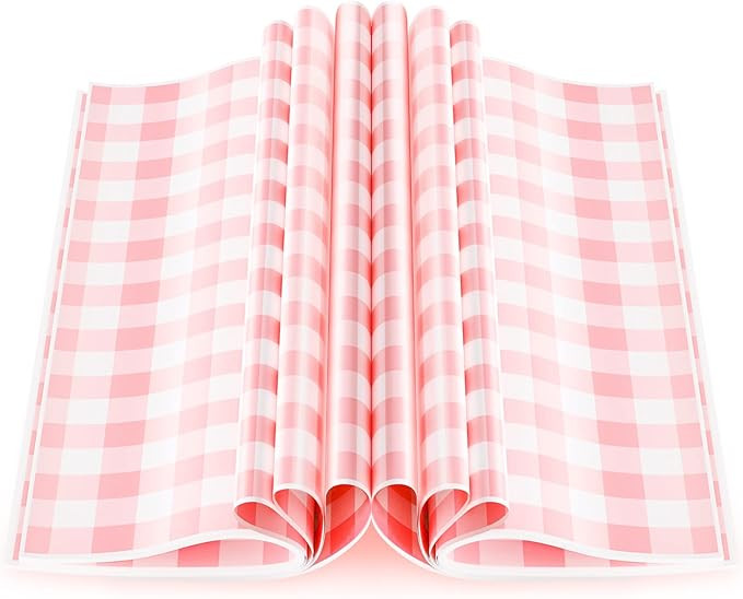 Chivao 150 Pcs Wax Paper Sheets for Food Deli Papers Pink Checkered Sandwiches Paper Greaseproof ... | Amazon (US)