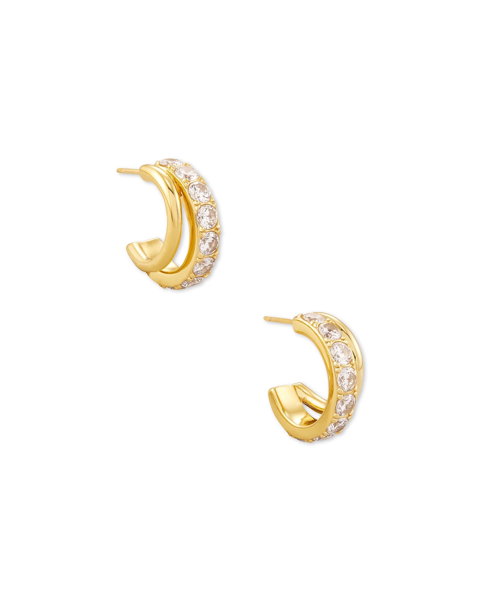 Livy Gold Huggie Earrings in White Crystal | Kendra Scott | Kendra Scott