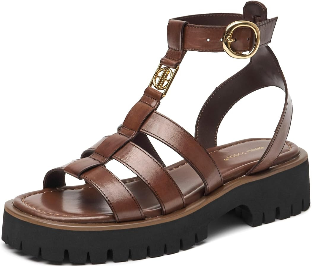 BEAU TODAY Women's Platform Fisherman Sandals, Chunky Gladiator Sandals for Women, Casual Open To... | Amazon (US)