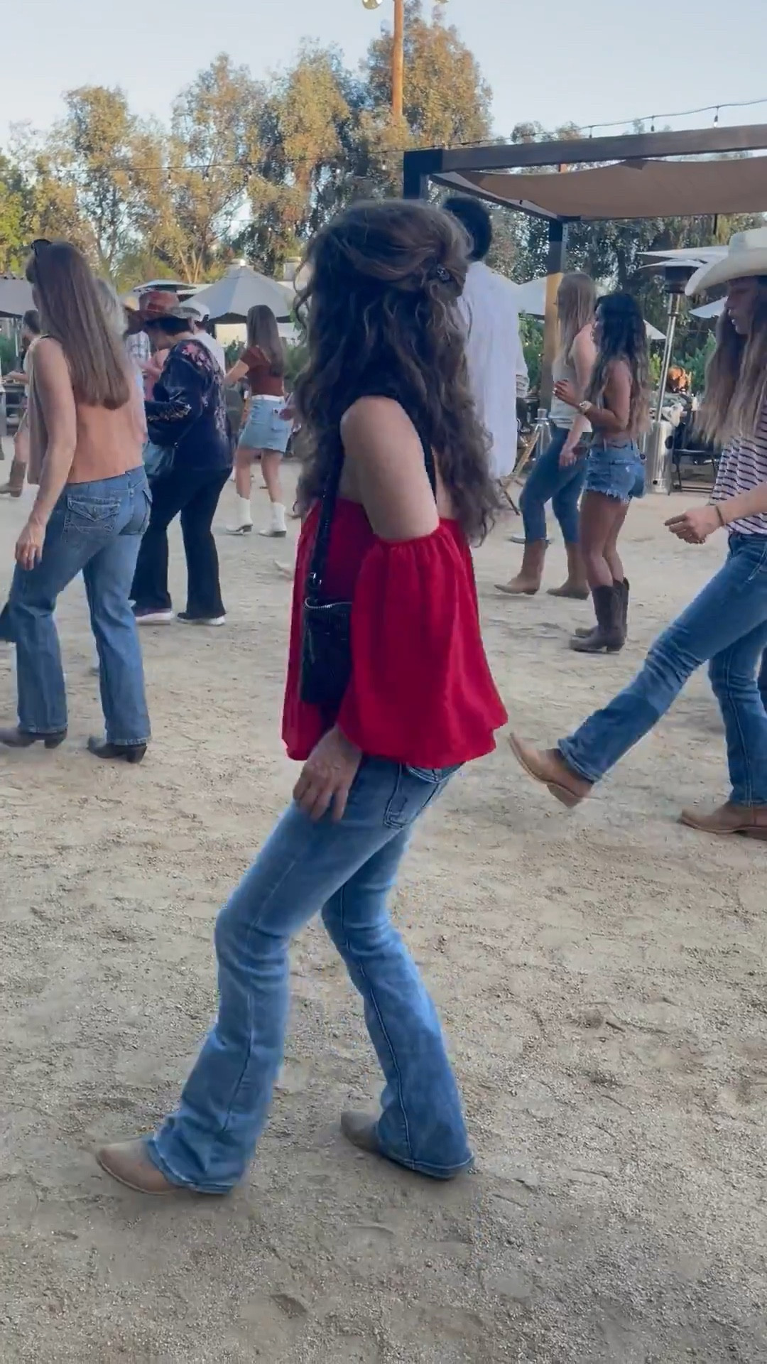 Country Outfit for Country Line Dancing’ Cowgirl Boots, Jeans and a strapless Flowy top that comes in Red, white and many other colors 

#LTKStyleTip #LTKShoeCrush