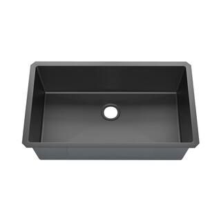 Sinber 32 in. Undermount Single Bowl 18-Gauge Black 304 Stainless Steel Workstation Kitchen Sink ... | The Home Depot