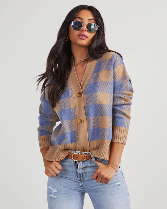 Like Totally Plaid Knit Cardigan | VICI