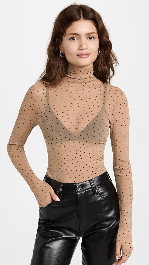 Enza Costa Mesh Long Sleeve Turtleneck | SHOPBOP | Shopbop