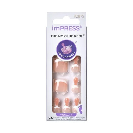 KISS imPRESS No Glue Needed Press On Nails Design Waterfalls Beige Short Squoval 24 Count | Walmart (US)