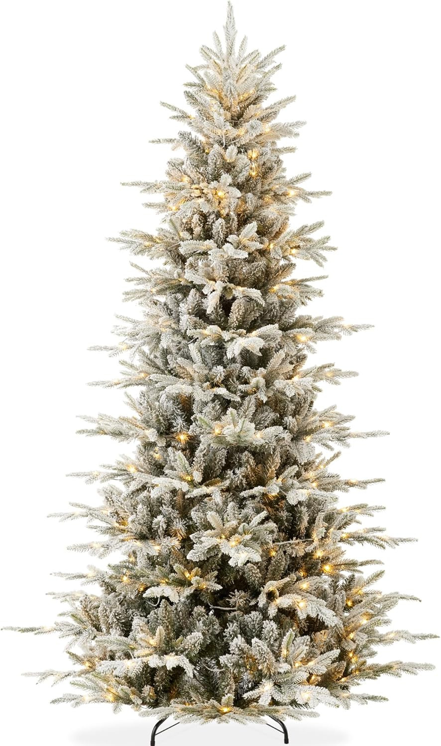 Best Choice Products Lighted Aspen Christmas Tree, 6ft Flocked Artifical Noble Fir, Pre-Lit White... | Amazon (US)