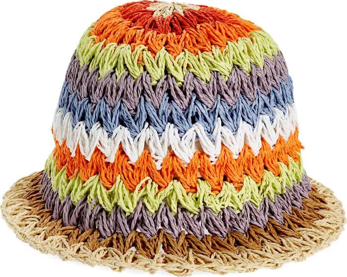 Stripe Straw Crochet Bucket Hat | Nordstrom