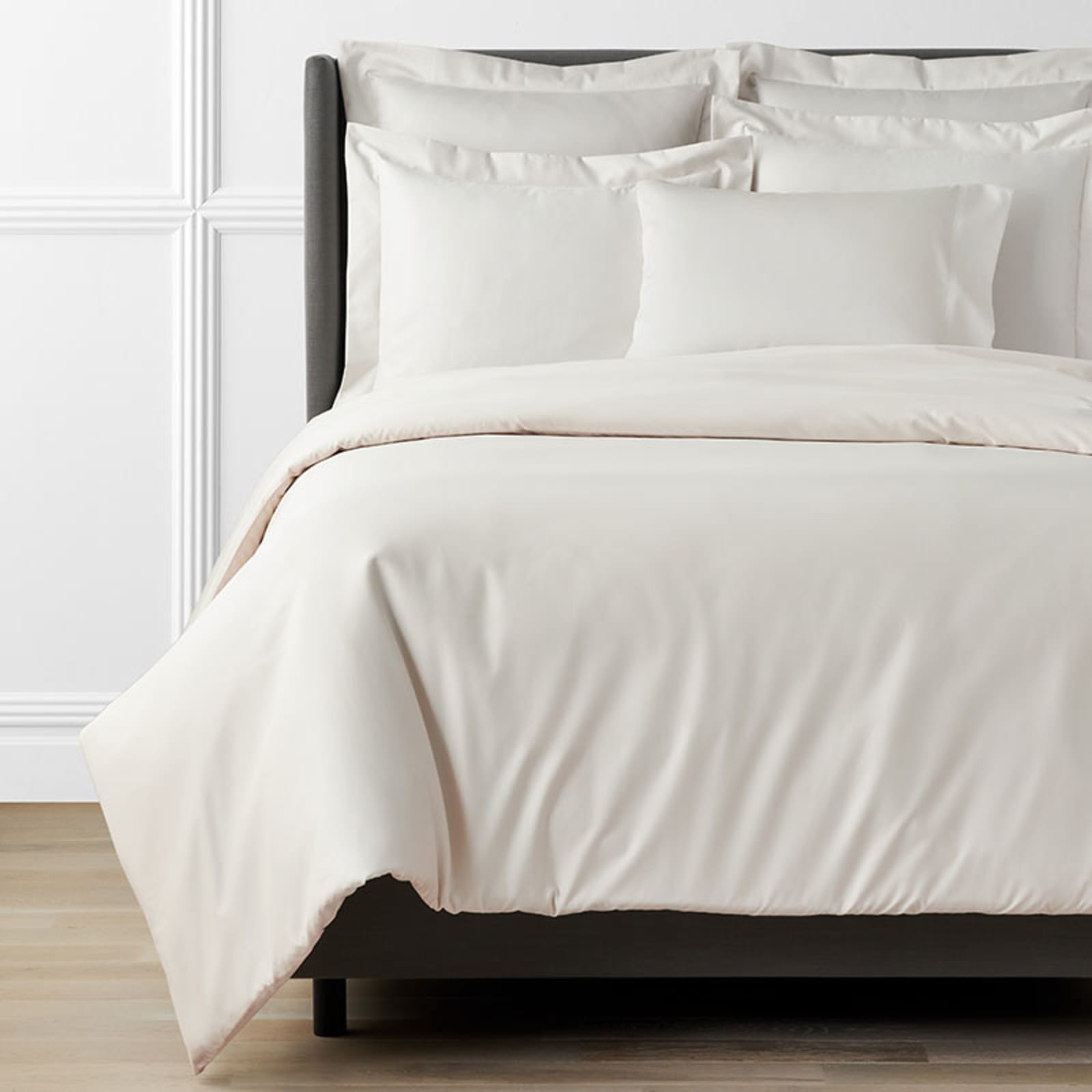 Premium Smooth Supima® Cotton Wrinkle-Free Sateen Duvet Cover - Ivory, Queen | The Company Store