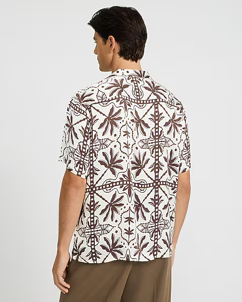 Abstract Palm Short Sleeve Resort Shirt | Express