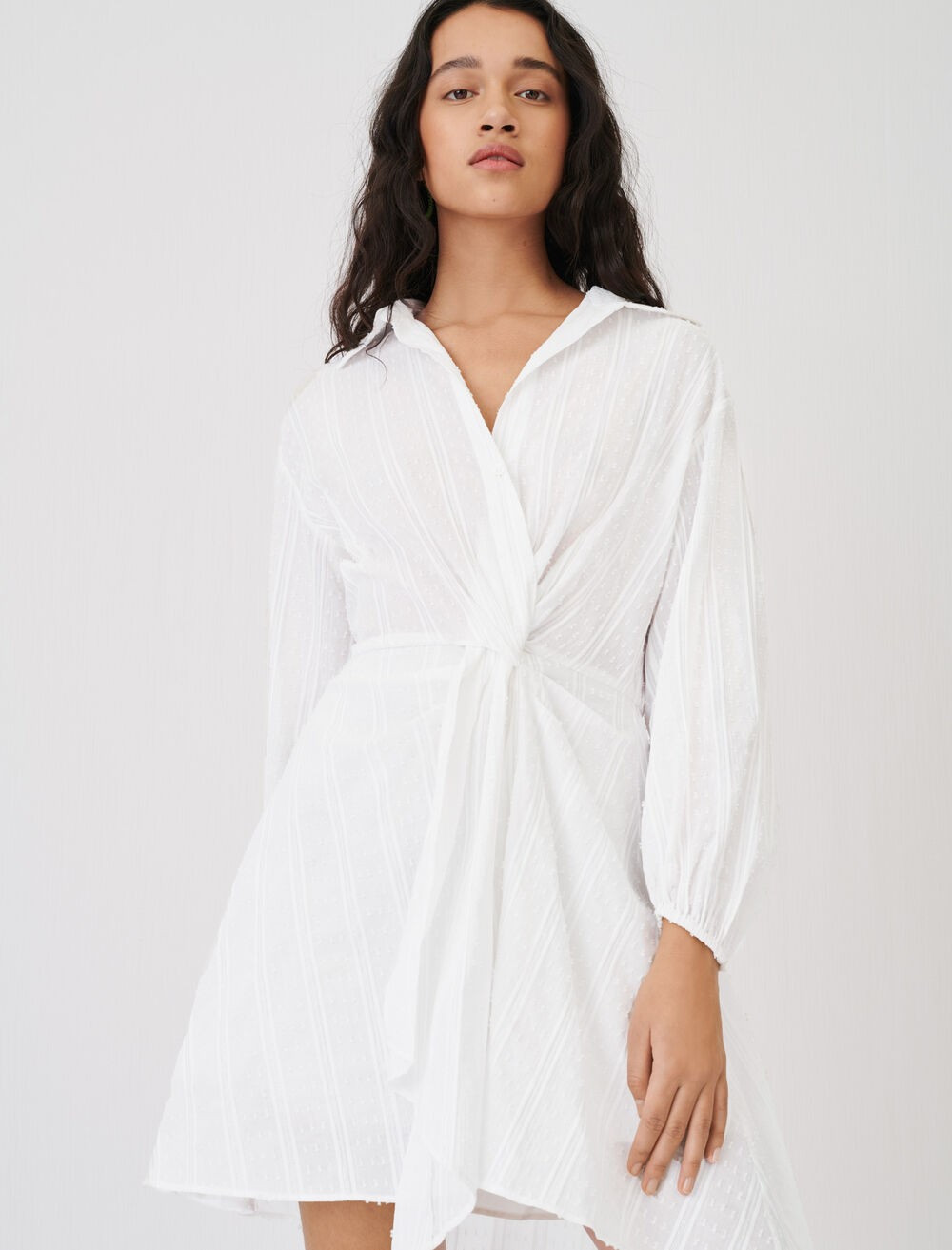Twist-front cotton shirt dress | Maje (US)