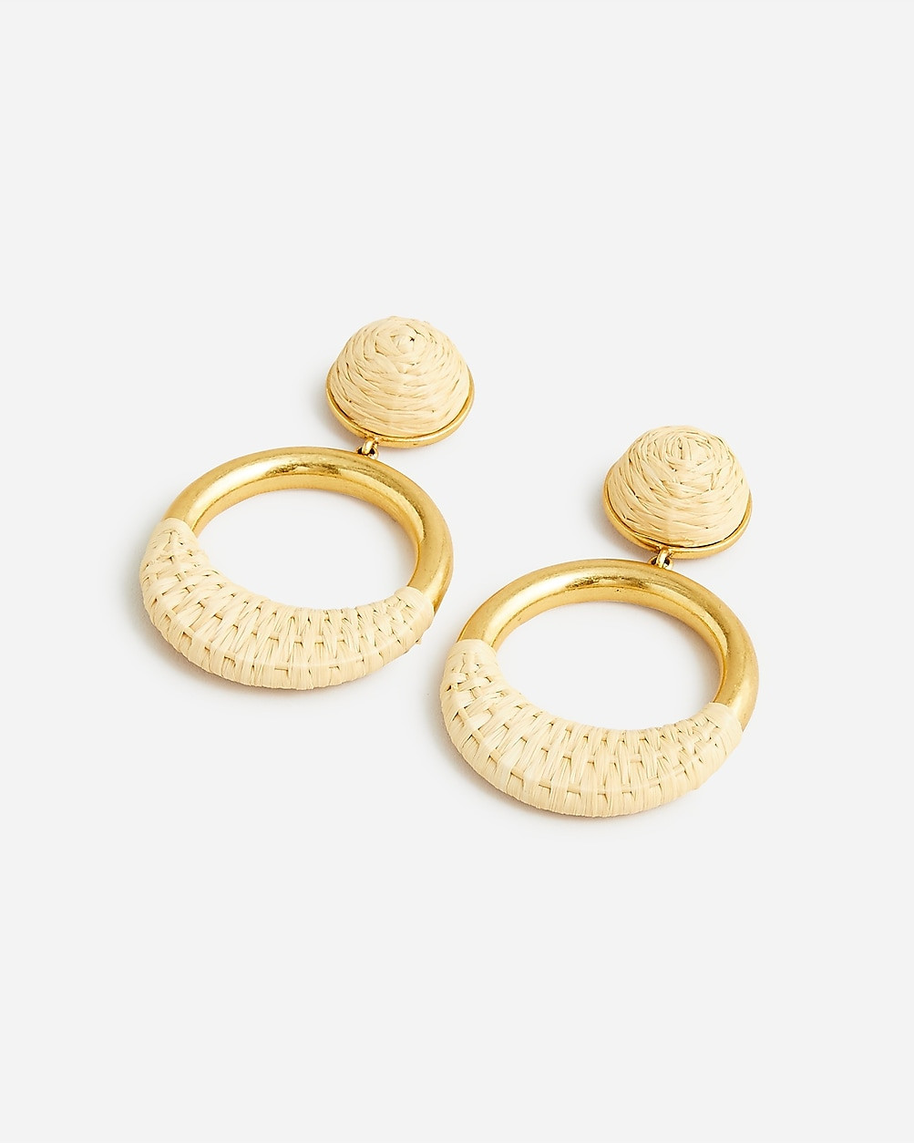 Faux raffia-wrapped hoop earrings | J. Crew US