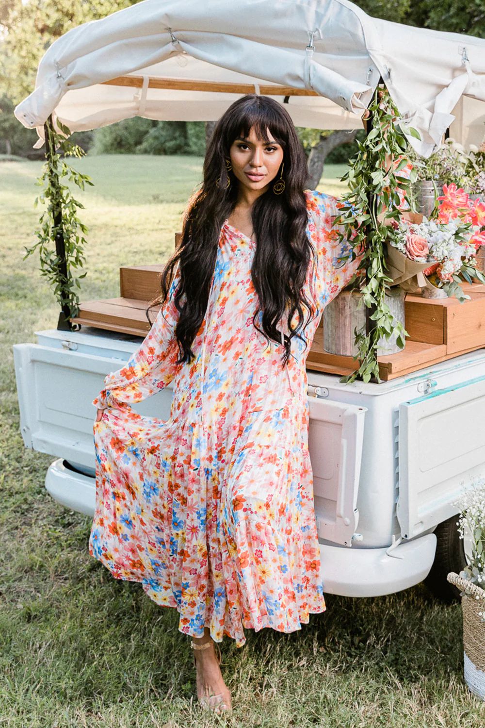 Greta Long Sleeve Maxi Dress - Wild Flower | BuddyLove