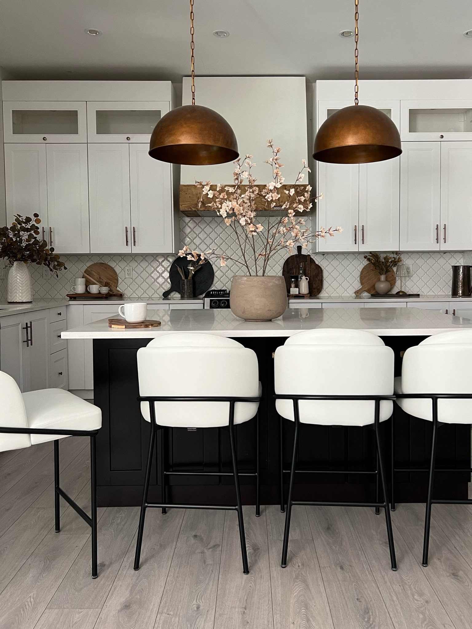 Current kitchen view! 
White kitchen, neutral kitchen 
Modern counter stools 

#LTKFind #LTKfamily #LTKhome