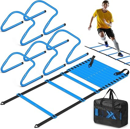 Speed and Agility Training Equipment: 5 Adjustable Agility Hurdles. 20ft Agility Ladder, Soccer T... | Amazon (US)