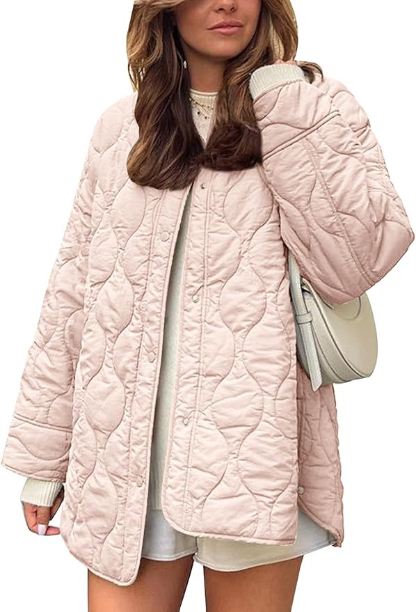 Flygo Women's Oversized Quilted Lightweight Jacket Button Down Puffer Padded Outerwear with Pocke... | Amazon (US)