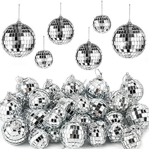 36 Pieces Mirror Disco 4D Ball Silver Hanging Disco 4D Ball Small Party Mirror Balls Cool Reflect... | Amazon (US)