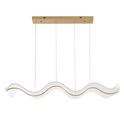 Modern Wave LED Pendant Light, Acrylic S-Curve Chandelier with Brushed Gold Canopy for Dining Room | Target