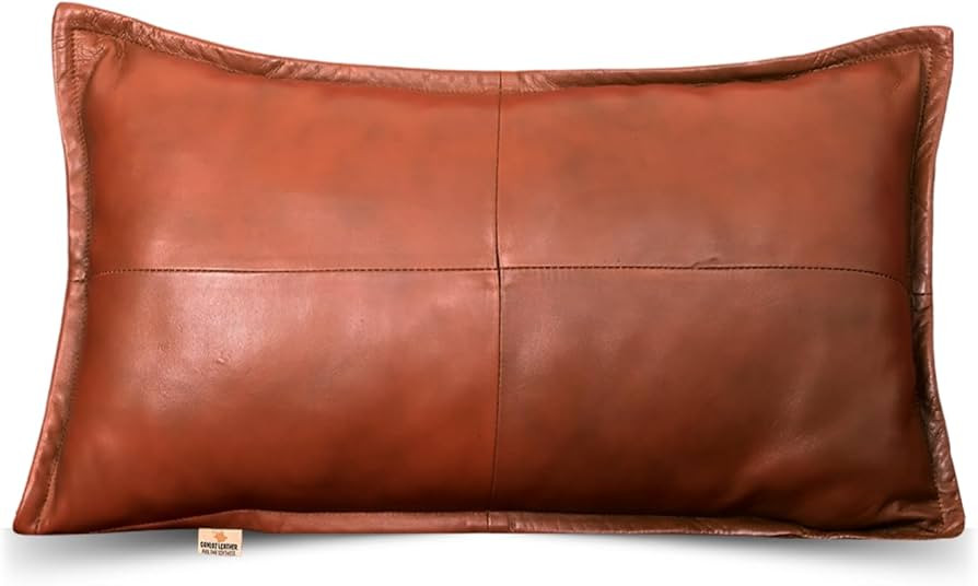 100% Lambskin Leather Pillow Cover - Sofa Cushion Case - Decorative Throw Covers for Living Room ... | Amazon (US)