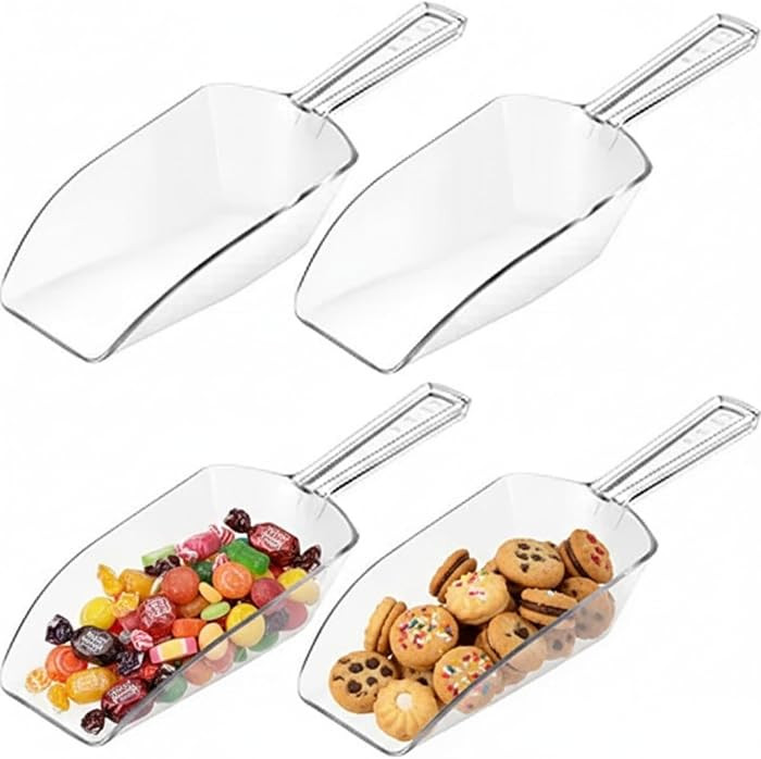Hestya 4 Pcs Multi Purpose Clear Plastic Scoops for Candy Buffet Acrylic Kitchen Ice Food Popcorn... | Amazon (US)