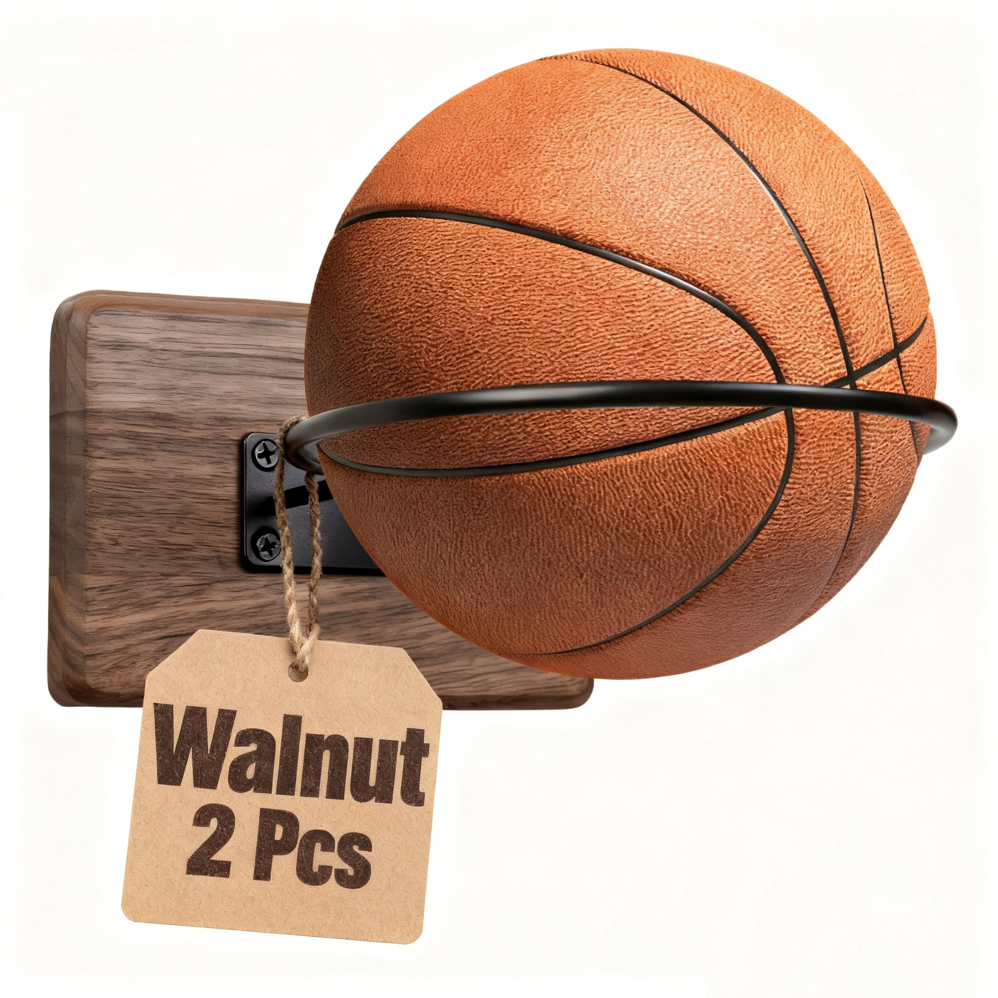 Basketball Holder Wall Mount, Solid Wood Ball Holder for Storage Soccer Volleyball Football Autog... | Amazon (US)