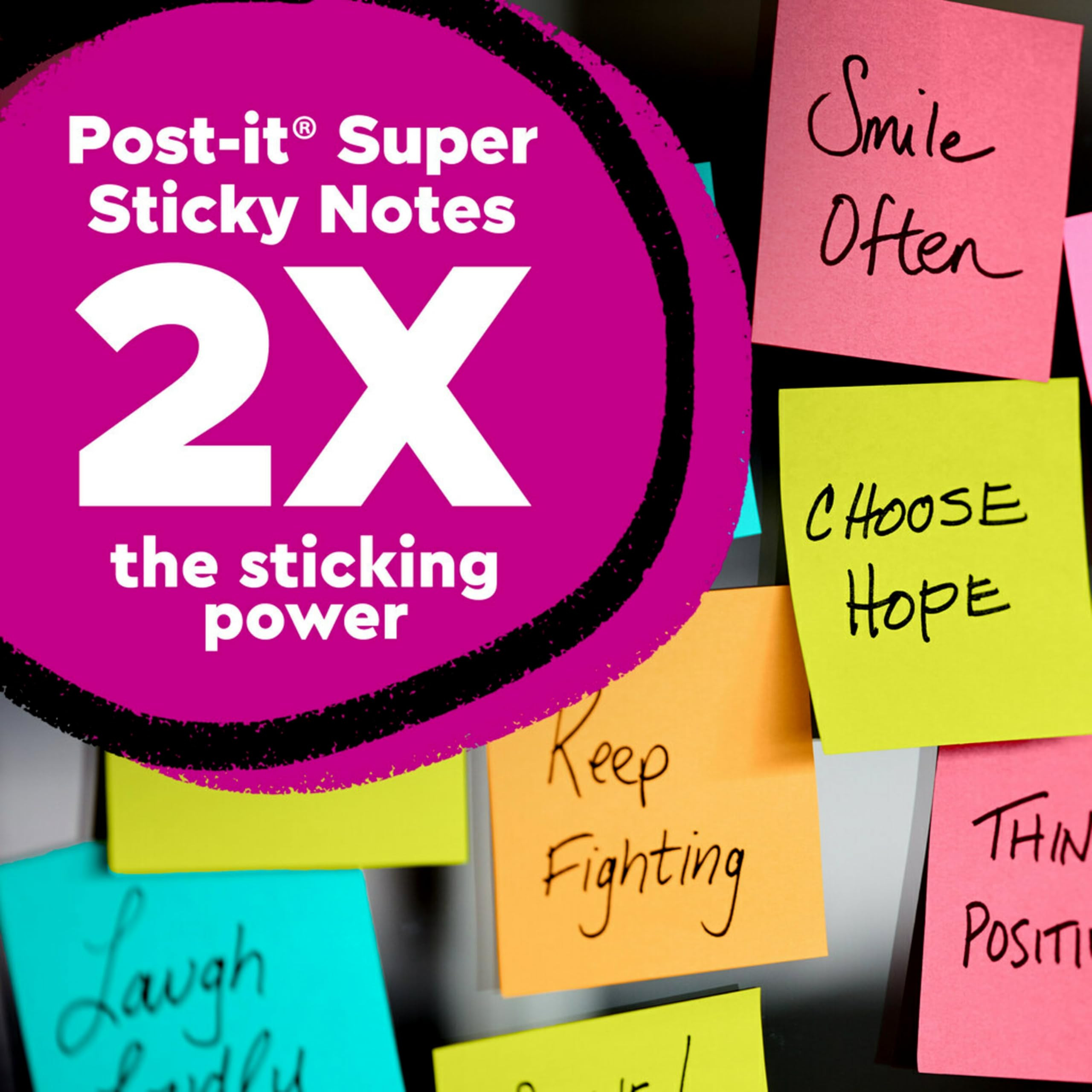 Post-it Super Sticky Notes, Assorted Bright Colors, 3x3 in, 15 Pads/Pack, 45 Sheets/Pad, 2X The S... | Amazon (US)