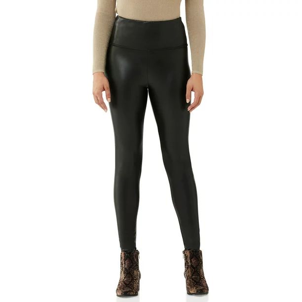 Scoop Women's Vegan Leather Leggings with 4-Way Stretch - Walmart.com | Walmart (US)