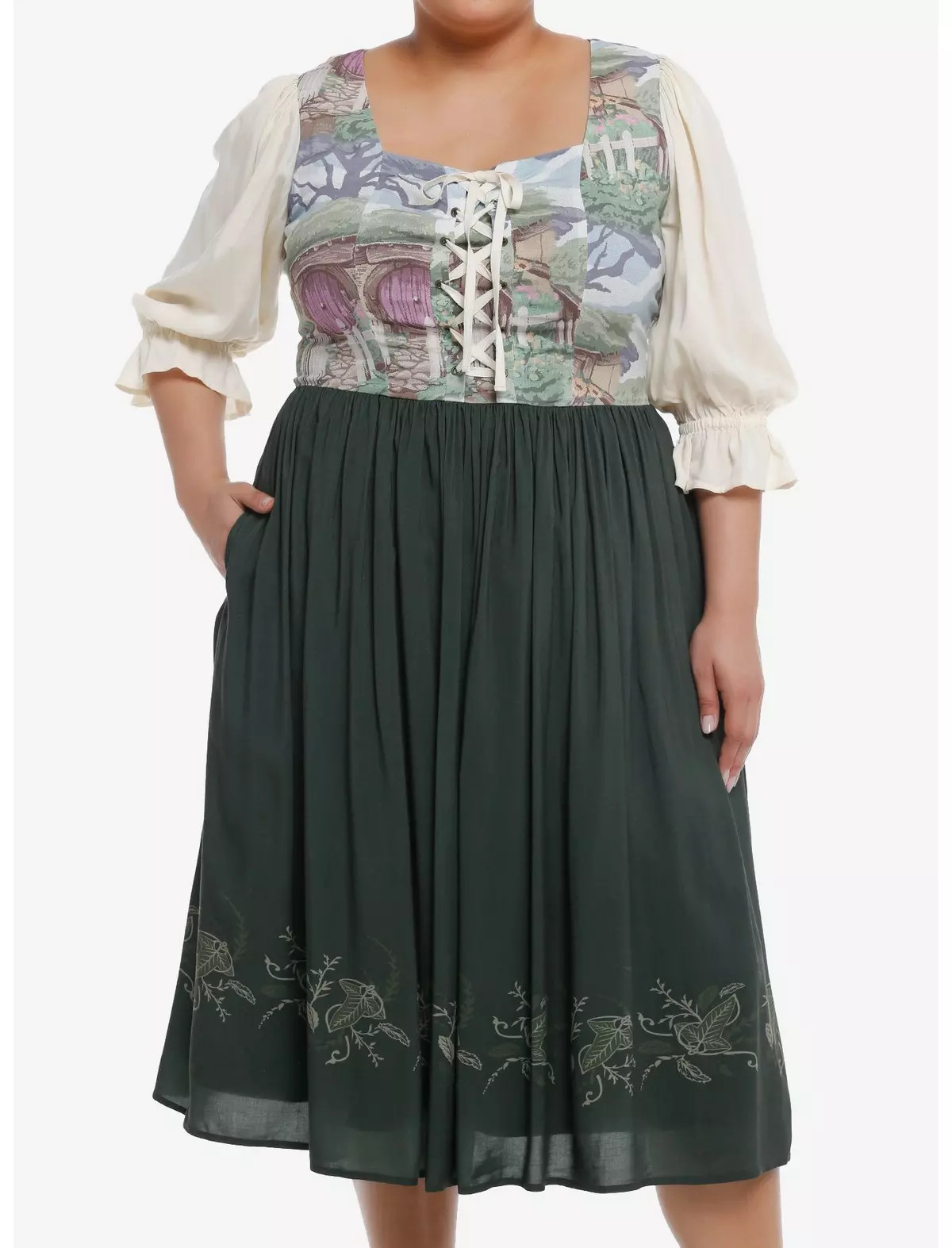 The Lord Of The Rings The Shire Hobbit Lace-Up Dress Plus Size | Hot Topic