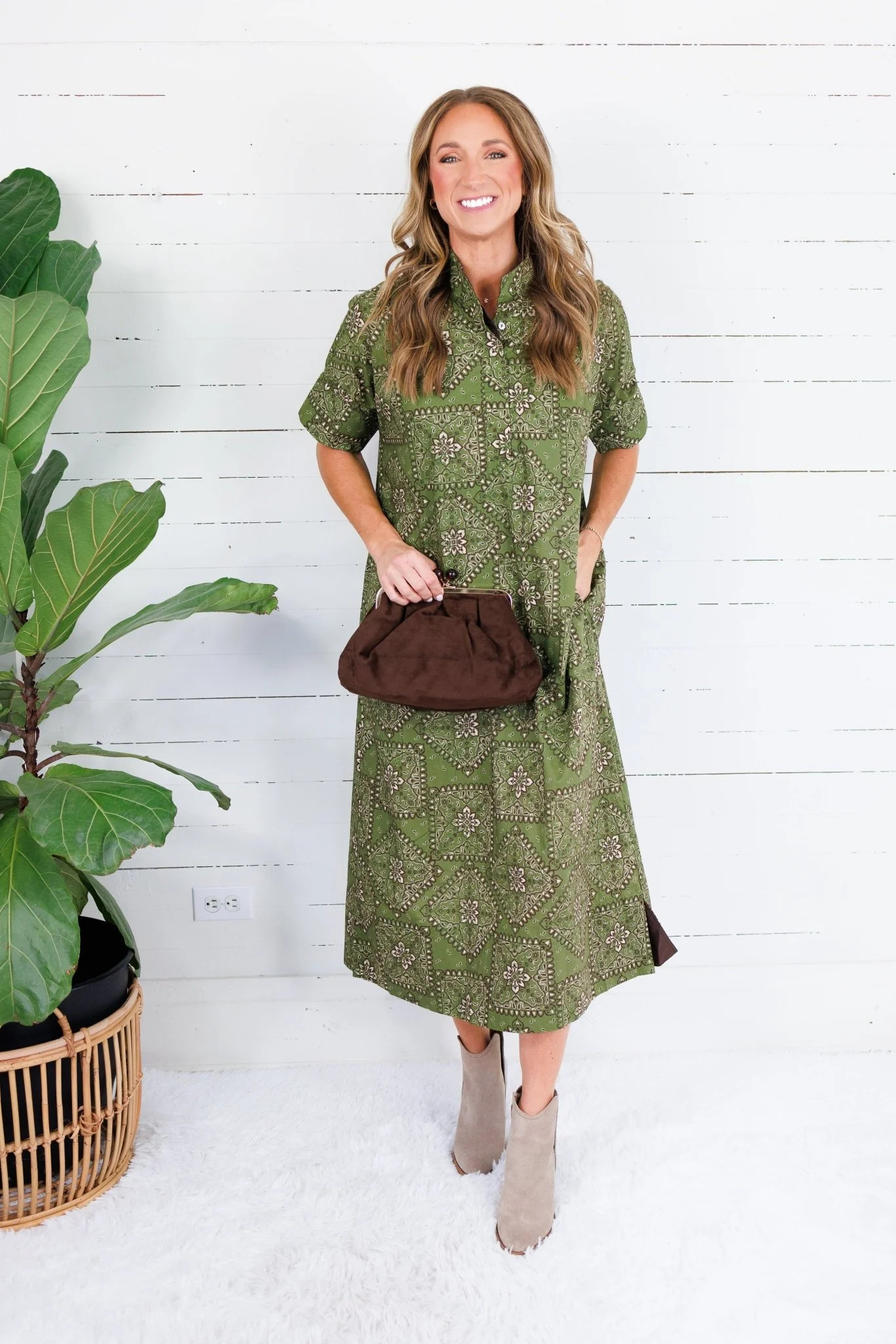 Sullivan Olive Bandana Maxi Dress Entro | Clover and Bee | Clover + Bee