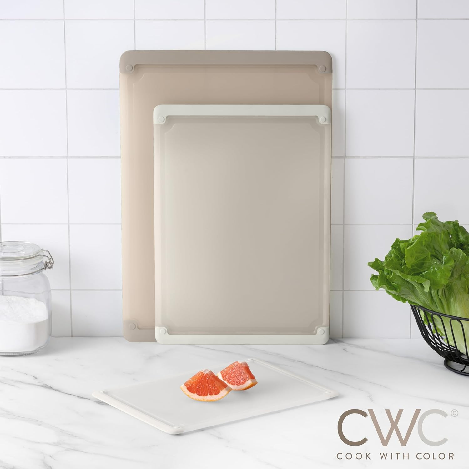 COOK WITH COLOR Extra Large Cutting Board Set, Jumbo-Sized Boards with Rubber Border for Enhanced... | Amazon (US)