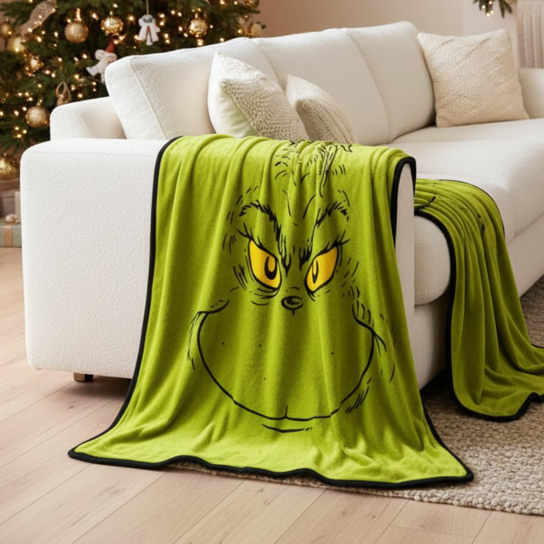 Franco Collectibles Dr. Seuss The Grinch Holiday Christmas Bedding Super Plush Cozy Throw, 46 in ... | Amazon (US)