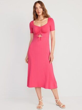Fit & Flare Cutout-Front Midi Dress for Women | Old Navy (US)