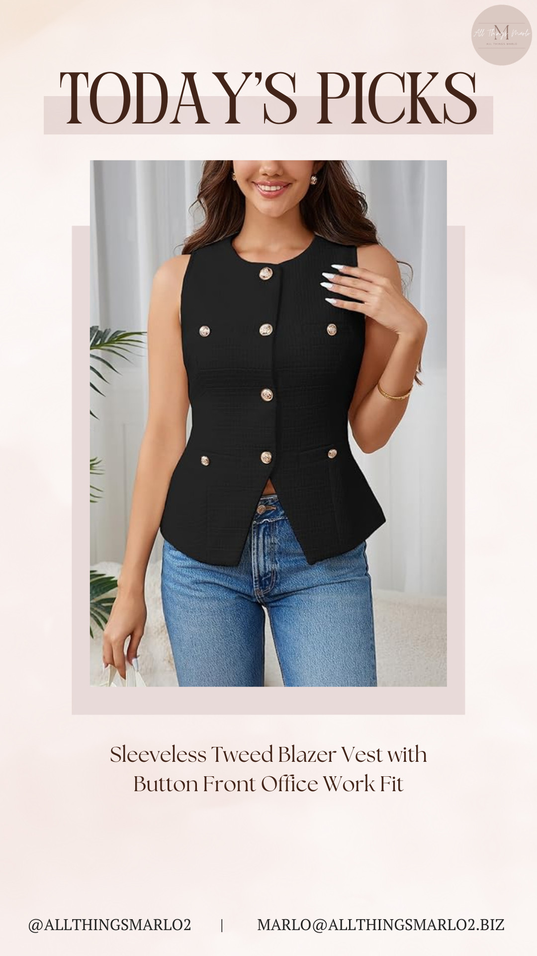 Sleeveless Tweed Blazer Vest with Button Front Office Work Fit 

 #LTKSeasonal #LTKWorkwear #LTKTravel
