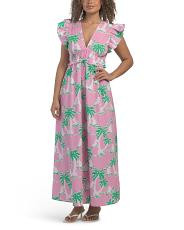 Flutter Sleeve V-neck Palm Print Midi Dress | TJ Maxx