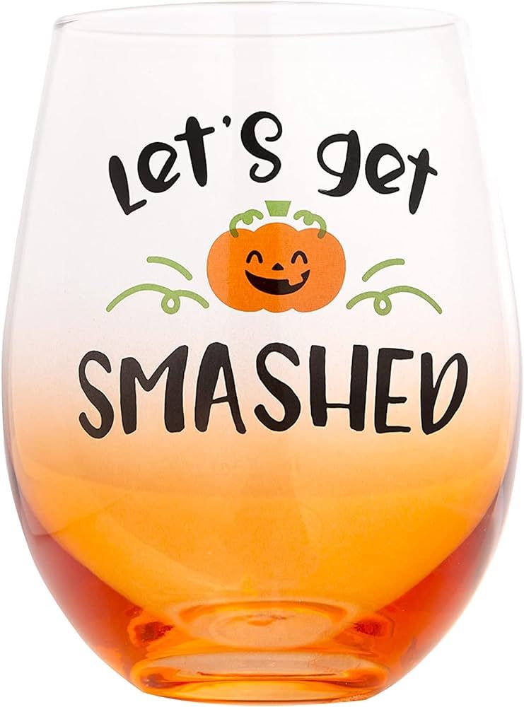 Pearhead Let's Get Smashed Stemless Wine Glass, Gradient Orange, Fall Holiday Home Decor Gifts, H... | Amazon (US)