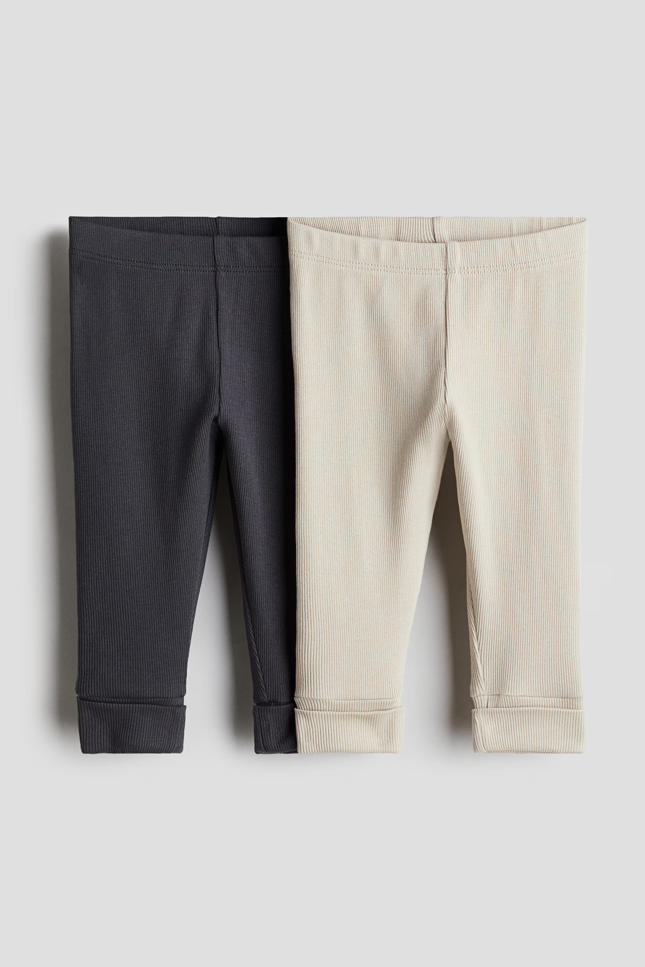 2-pack adjustable-fit leggings - Natural white/Dark grey - Kids | H&M GB | H&M (UK, MY, IN, SG, PH, TW, HK)