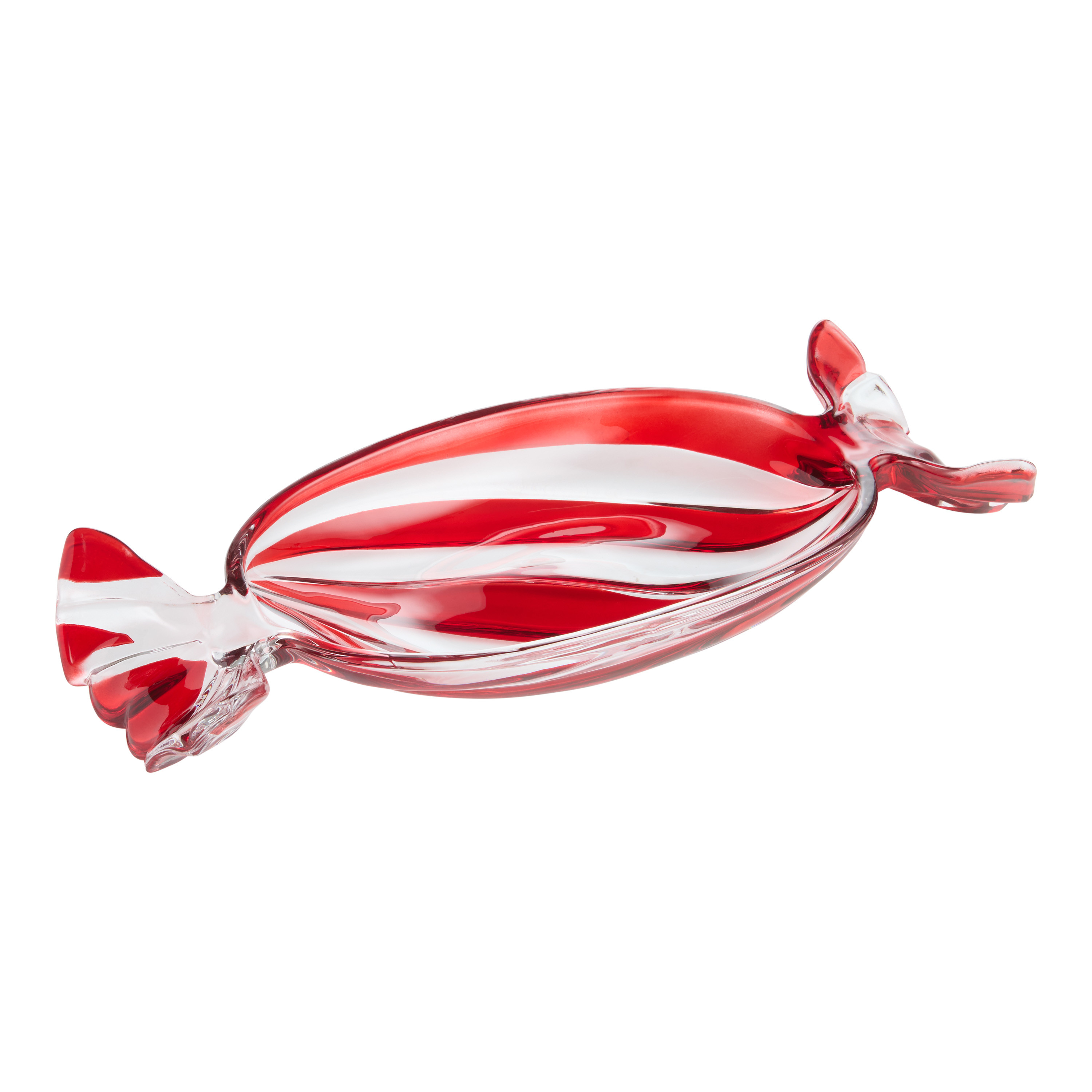 Red and Clear Glass Peppermint Figural Serving Bowl | World Market