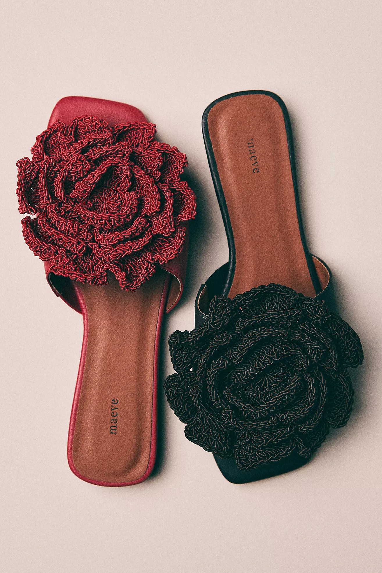 Maeve Crochet Flower Slide Sandals | Anthropologie (US)